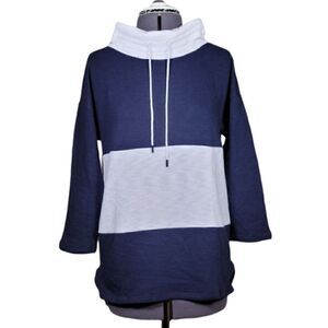 Talbots Navy Cowl Neck Terry Top Sz S